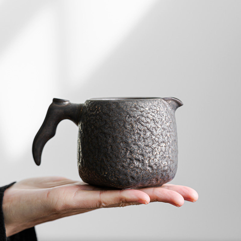 鎏金铁釉粗陶公道杯｜复古风石纹特色分茶杯锤纹茶海陶瓷功夫茶具,淘宝优惠券,粉丝福利购,淘宝优惠卷