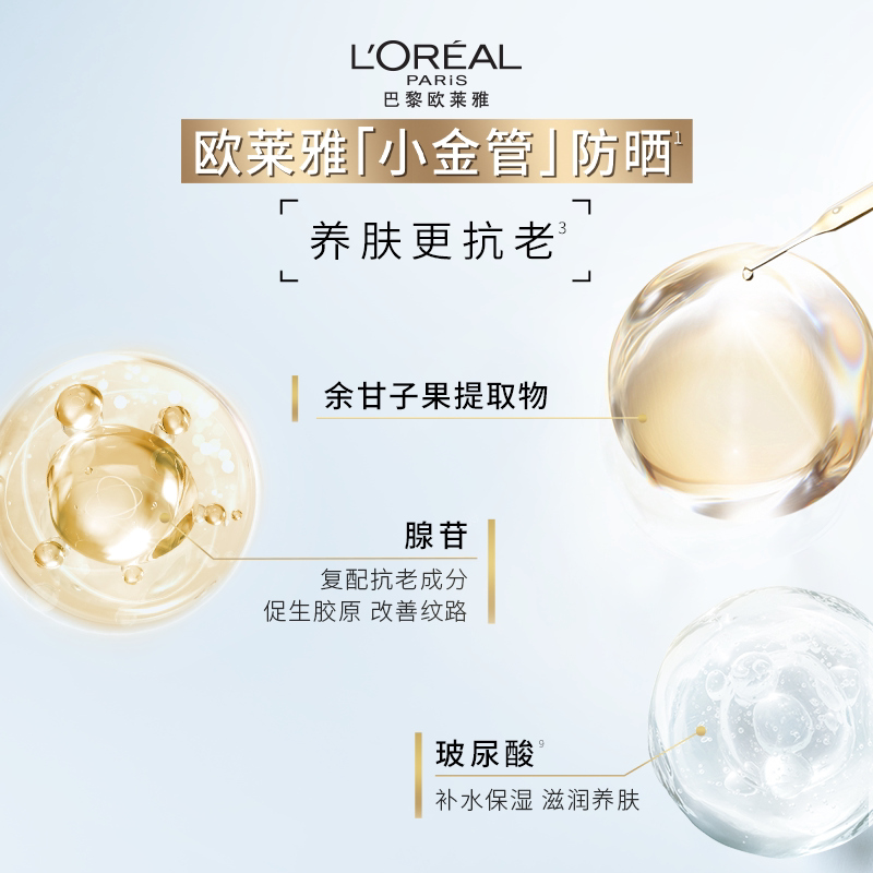 【百补】欧莱雅小金管防晒1.5ml*4面部清爽身体隔离霜女男正品