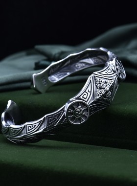 民族风男女S925银金刚杵手镯国潮