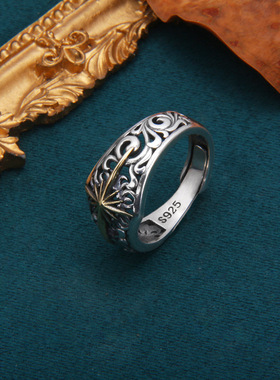 男女S925银欧美风星芒戒指个性