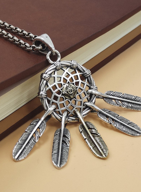 男女S925银印第安项链吊坠包邮