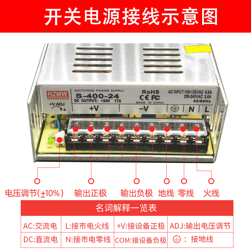 明纬开关电源12v10A24v36v48V直流5V40A100W120W200W250W350W400W - 图2