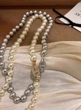 2025项链高级感珍珠家尺寸毛衣链小众颈链新款猪猪女鼻全shi轻奢