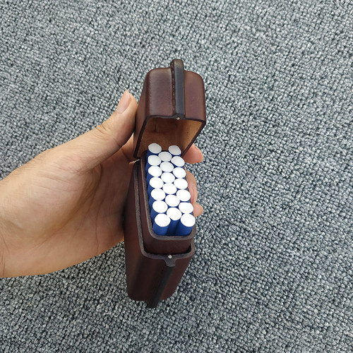 竹夏手工定制真皮烟盒创意男女个性20支装便携超薄软烟包牛皮菸盒 - 图1