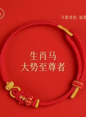 普陀山十二生肖2026本命年手链手工编织绳红色手绳太岁护身符礼物