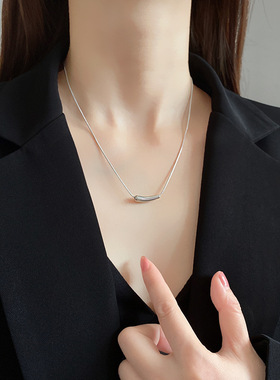 925纯银小茄子项链ins冷淡风轻奢锁骨链潮简约不规则个性小众配饰