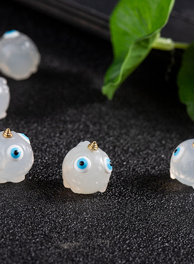 星雨天然绯红玛瑙恶魔散珠 荔枝冻玛瑙独角小怪兽手工饰品DIY配件