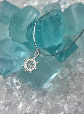 项链纯银蛇骨链女船舵方向盘