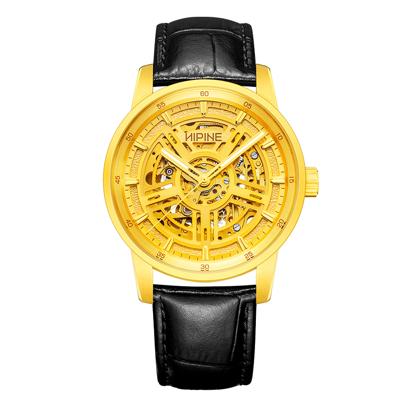 西普尼金表男999足金黄金手表加大表盘机械情侣表男士生日礼物 - 图3