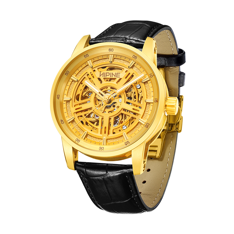 西普尼金表男999足金黄金手表加大表盘机械情侣表男士生日礼物 - 图0