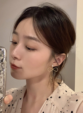 蝴蝶结高级感耳环女韩国网红气质