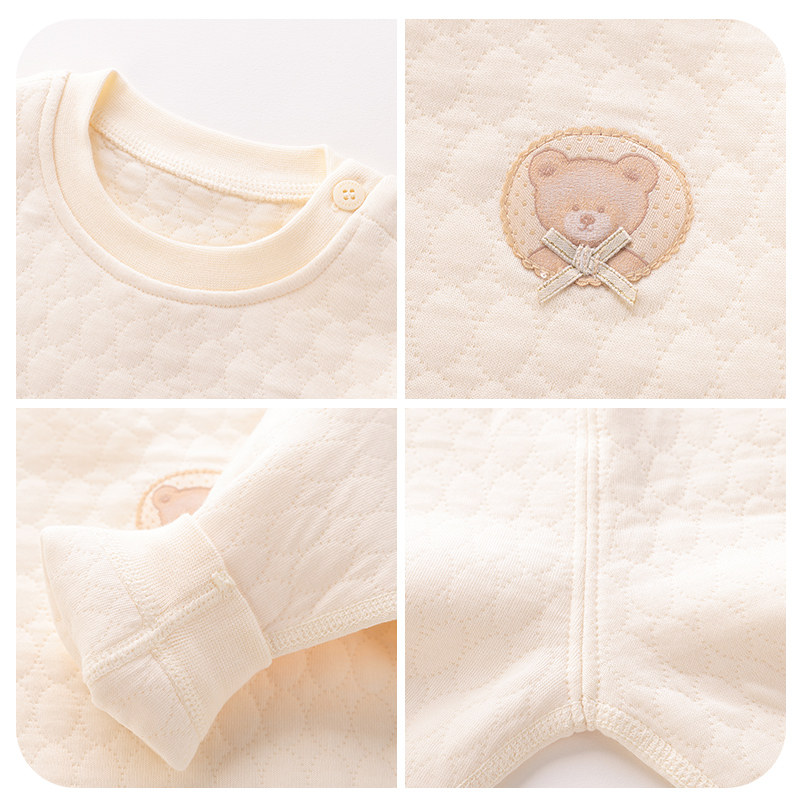 拉比2025秋冬婴儿内衣套装夹丝纯棉保暖秋衣秋裤小童空气棉居家服,淘宝优惠券,粉丝福利购,淘宝优惠卷