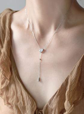 不褪色精致水滴锆石流苏项链轻奢小众高级感锁骨链ins气质百搭潮