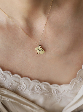 不褪色金色小兔子项链女时尚气质锁骨链颈链童趣少女心小众个性