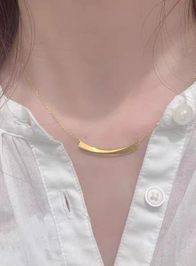 不褪色~微笑LOVE黄金色项链轻奢小众高级感锁骨链秋冬时尚简约潮