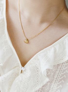 不褪色复古精致贝壳扇贝钛钢蛇骨链时尚轻奢气质百搭锁骨链项链