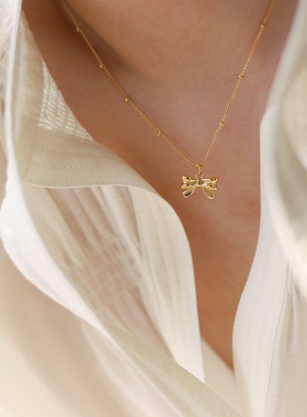 不褪色洗澡可带蝴蝶结项链