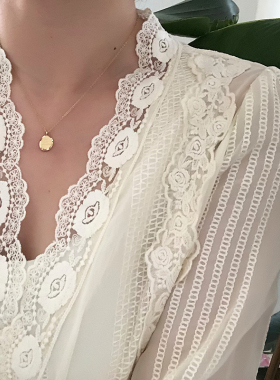 不褪色洗澡可带简约小金块项链