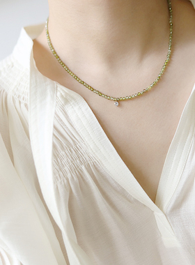 不褪色~夏季橄榄绿串珠项链