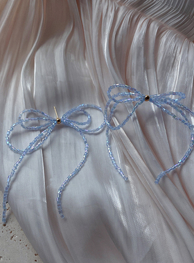 仙女风蝴蝶结串珠流苏耳钉女韩国百搭新款ins风耳环甜美减龄耳饰