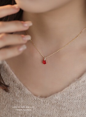 S925纯银莫吉托绿皇冠宝石项链女轻奢小众设计感锁骨链送女友礼物