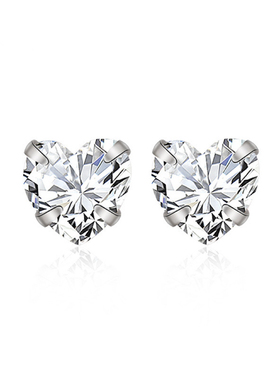 S999纯银耳钉女爱心设计耳环小巧简约养耳洞个性可爱清新百搭耳饰