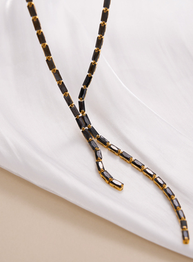 【DASEIN】前卫先锋时尚嘻哈轻奢高级黑钻项链甜酷辣妹风Y形链