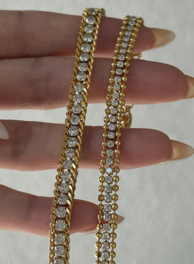 DASEIN ACC欧美简约气质时尚百搭OOTD香甜温柔风钛钢锆石金色手链