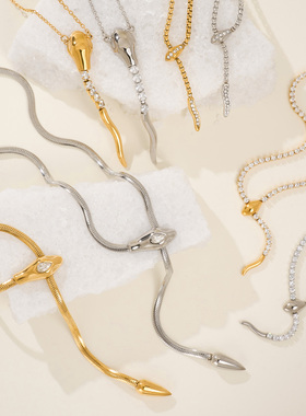 DASEIN ACC欧美独家原创设计ins小仙女冷淡风锁骨刀片链蛇头项链