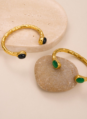 【DASEIN】现代美拉德配饰时尚通勤白色宝石开口粉色锆石手镯