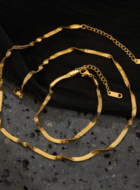 【DASEIN】INS时尚博主新风潮OOTD独特扭片刀片素链项链手链套装