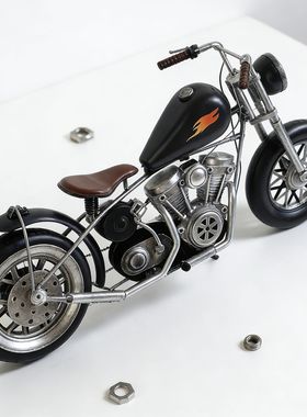 复古铁艺哈雷摩托车模型机车