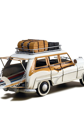 憨豆先生古董老爷车白色汽车模型