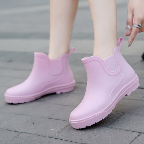 雨鞋女 韩版低筒时尚学生水鞋女34-41码防水靴防滑短筒加棉胶鞋套 - 图0