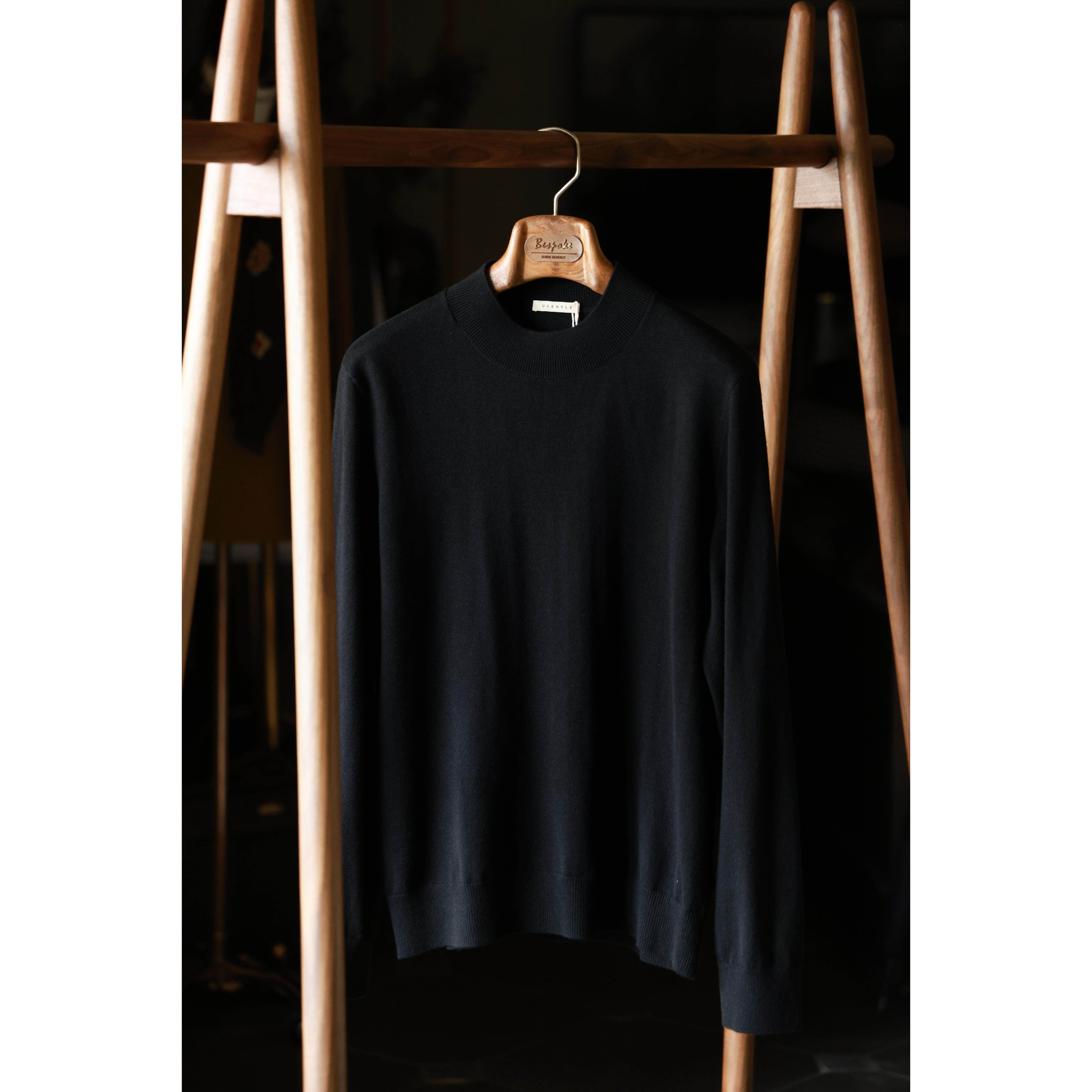 UGENTLE男装「 暗夜黑 」秋冬复古 羊毛针织衫  半高领可机洗毛衣,淘宝优惠券,粉丝福利购,淘宝优惠卷