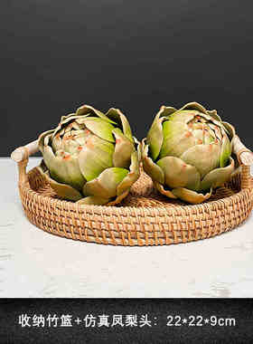 新中式厨房摆件样板间软装道具套装核桃陶瓷油瓶仿真月饼橱柜装饰