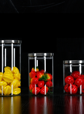 样板房间厨房密封罐杂粮罐橱柜玻璃储物罐摆件创意软装拍照道具