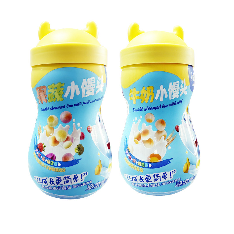 小鹿蓝蓝果蔬牛奶小馒头儿童零食锻炼抓握入口易溶即食小奶豆罐装