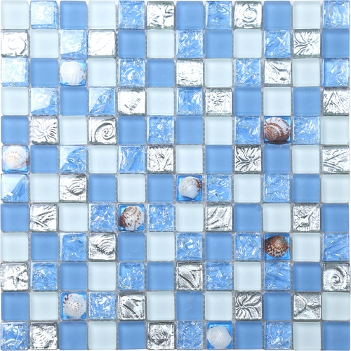 Средиземноморская раковина европейская стеклянная хрустальная мозаичная мозаичная плитка Фоновая стена головоломка гостиная кухонная наклейка туалет