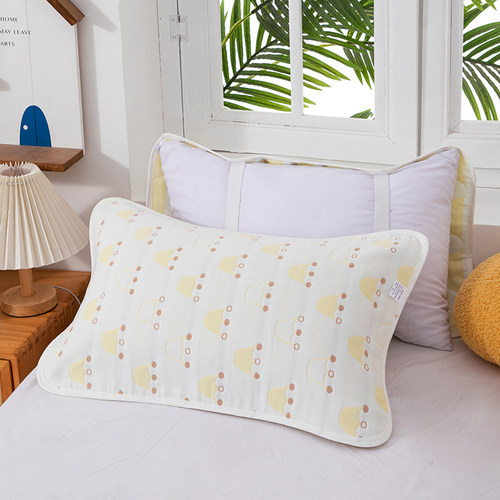 纯棉六层纱布枕巾中号40X60cm枕头巾松紧绳防滑不起球不脱落单人 - 图1