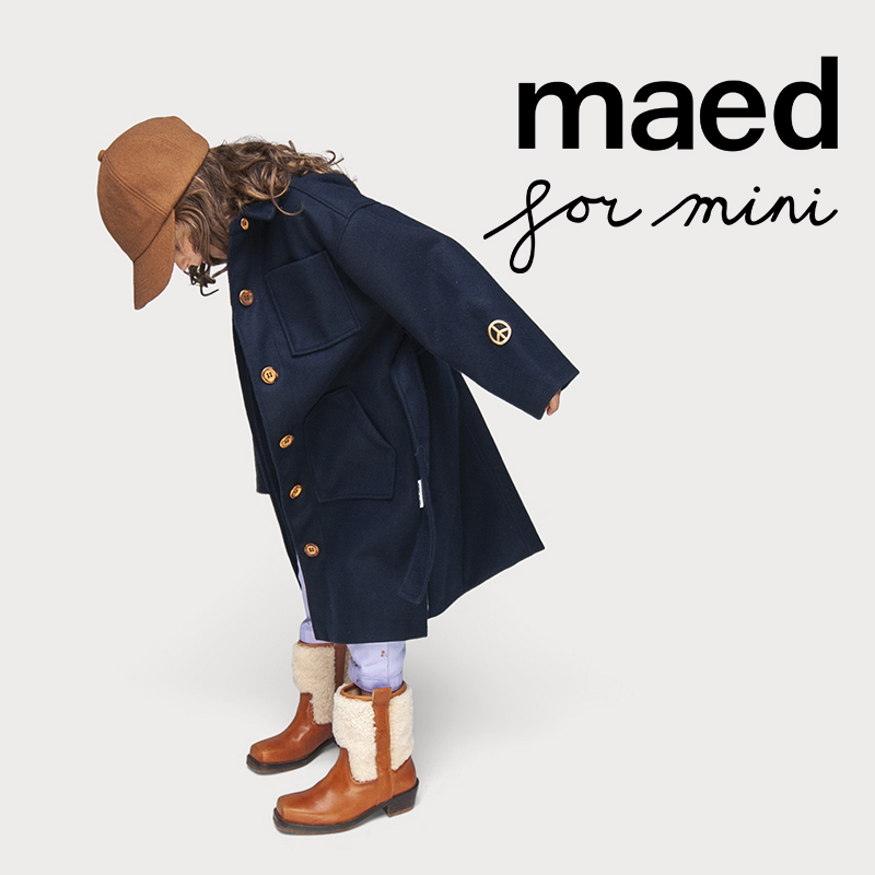 22雯的店【现货】 Maed For Mini AW21 儿童羊毛带腰带长款大衣 - 图0