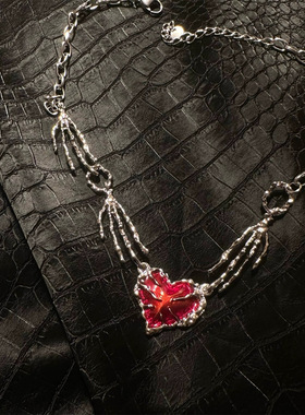 TsukiStudio___小众设计款红色爱心朋克项链男亚文化y2k配饰甜酷