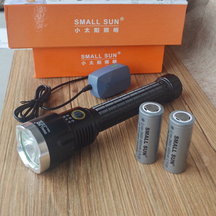 包郵小太陽T93強光手電筒探洞戶外裝備T6 2節26650電池可定製LOGO