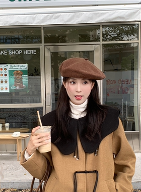 秋冬羚羊绒呢孑假领子配大衣外套甜美百搭娃娃领呢领子衣服配饰领