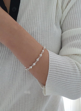 日韩立体实心爱心实心手链s925纯银博主推荐款气质首饰