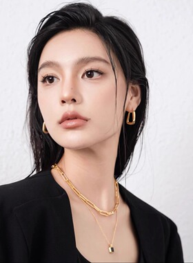 江疏影同款金色三角耳环百搭