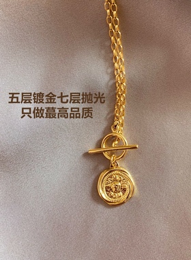 小香风手工纯银镀18k耳钉金项链