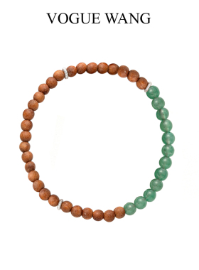 VIGUEWANG新款高端天然檀木东陵石红玛瑙珍珠彩色串珠手作手链