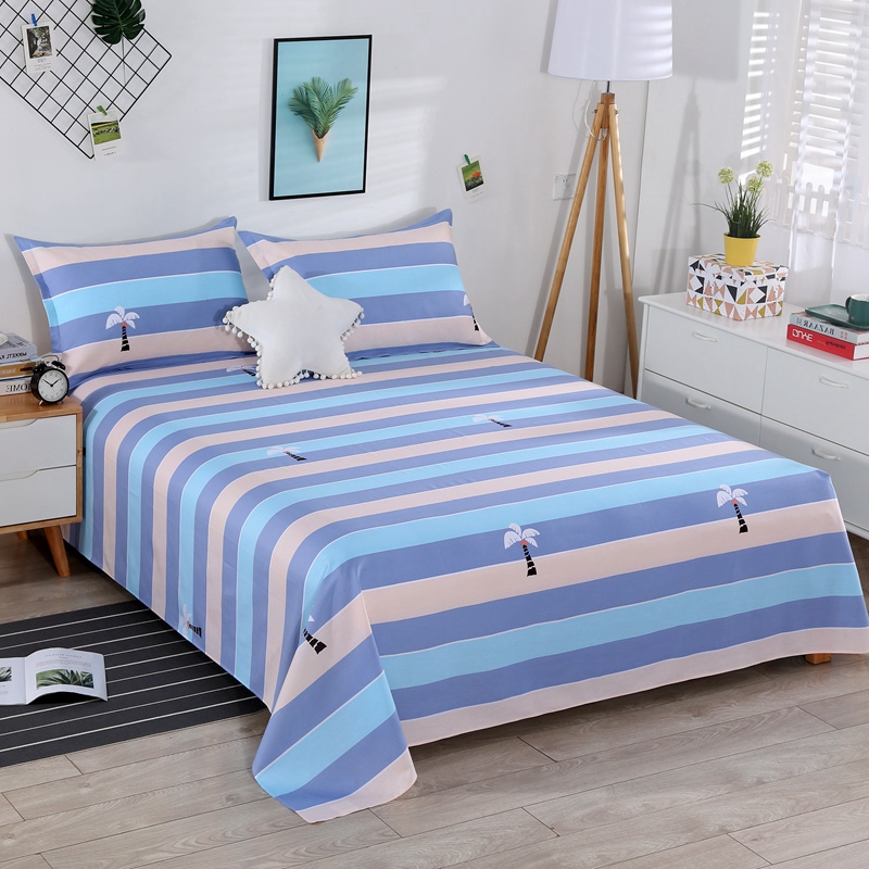纯棉全棉床单单件粉色斜纹1.8m双人床床单枕套宿舍条纹1.5米单子