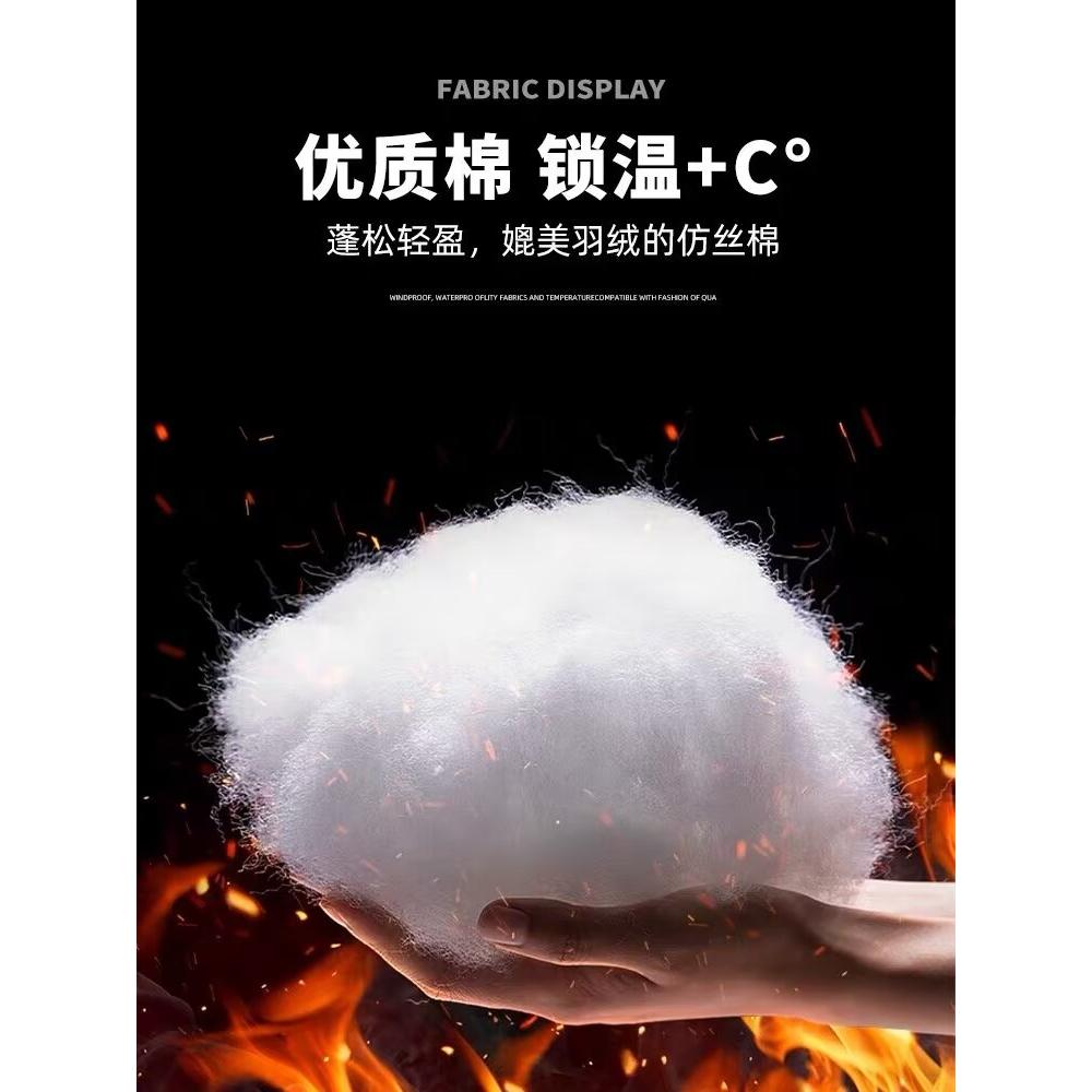 冬季新款韩版印花字母棉衣宽松保暖加厚立领棉服外套2024年情侣装